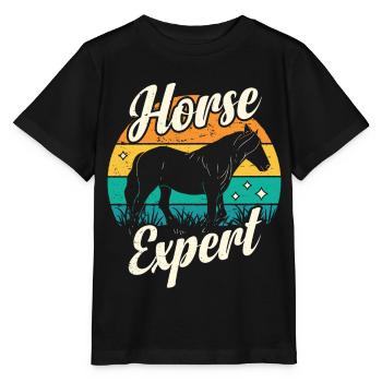 Pferdeexperte Pferd Reiterhof Reiten Reiter - Stanley/Stella Kinder T-Shirt MINI CREATOR  - Schwarz - Vorne - Mikhail (115cm)
