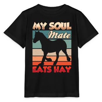 Mein Seelenverwandter Frisst Heu Pferd Reiten - Stanley/Stella Kinder T-Shirt MINI CREATOR  - Schwarz - Vorne - Mikhail (115cm)