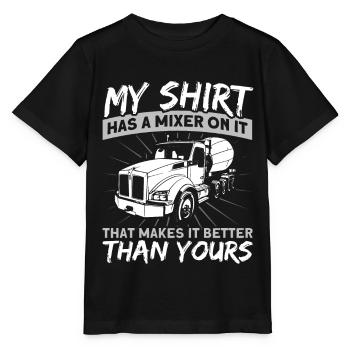 On my shirt is a mixer mixer driver - Stanley/Stella MINI CREATOR Kids’ T-Shirt - black - Front - Mikhail (115cm)