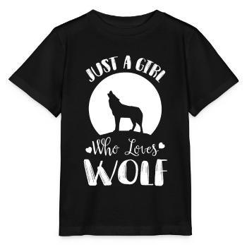 Mädchen liebt Wölfe Vollmond Wolf Rudel - Stanley/Stella Kinder T-Shirt MINI CREATOR  - Schwarz - Vorne - Mikhail (115cm)