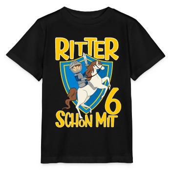 6 Jahre Jungen Ritter Geburtstagsmotiv Geschenk - Stanley/Stella Kinder T-Shirt MINI CREATOR  - Schwarz - Vorne - Mikhail (115cm)