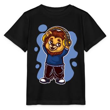 Lion Tshirt Kids Earphone Music - Stanley/Stella MINI CREATOR Kids’ T-Shirt - black - Front - Mikhail (115cm)