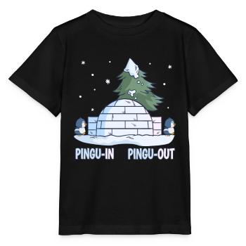 Penguin Pun Neige Hiver Pengu-In Pengu-Out - T-shirt bio MINI CREATOR Stanley/Stella Enfant - noir - Devant - Mikhail (115cm)