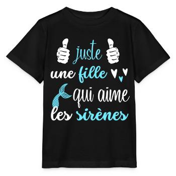 juste une fille qui aimes les sirènes - T-shirt bio MINI CREATOR Stanley/Stella Enfant - noir - Devant - Mikhail (115cm)