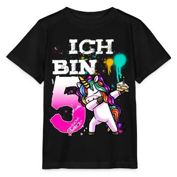 5. Geburtstag Mädchen 5 Jahre Einhorn - Stanley/Stella Kinder T-Shirt MINI CREATOR  - Schwarz - Vorne - Mikhail (115cm)