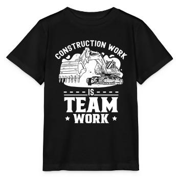 Les travaux de construction sont un travail d’équipe Chantier de construction Travail d’équipe Construction - T-shirt bio MINI CREATOR Stanley/Stella Enfant - noir - Devant - Mikhail (115cm)