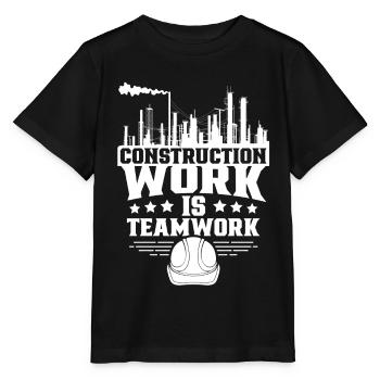 Les travaux de construction sont un travail d’équipe Travail d’équipe Chantier de construction Construction - T-shirt bio MINI CREATOR Stanley/Stella Enfant - noir - Devant - Mikhail (115cm)