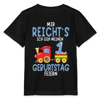 1. Geburtstag Geburtstagsgeschenk mit Eisenbahn - Stanley/Stella Kinder T-Shirt MINI CREATOR  - Schwarz - Vorne - Mikhail (115cm)