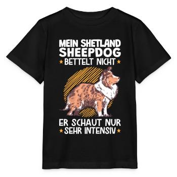 Mein Shetland Sheepdog schaut sehr intensiv - Stanley/Stella Kinder T-Shirt MINI CREATOR  - Schwarz - Vorne - Mikhail (115cm)