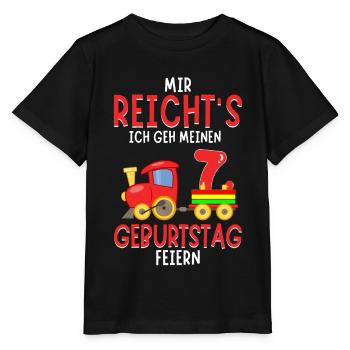 7. Geburtstag Geburtstagsgeschenk mit Eisenbahn - Stanley/Stella Kinder T-Shirt MINI CREATOR  - Schwarz - Vorne - Mikhail (115cm)