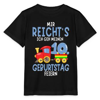 10. Geburtstag Geburtstagsgeschenk mit Eisenbahn - Stanley/Stella Kinder T-Shirt MINI CREATOR  - Schwarz - Vorne - Mikhail (115cm)