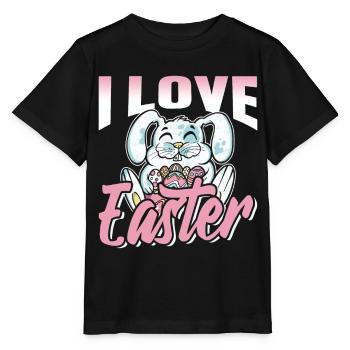 Ich Liebe Ostern Osterfest Osterei Osterhase - Stanley/Stella Kinder T-Shirt MINI CREATOR  - Schwarz - Vorne - Mikhail (115cm)