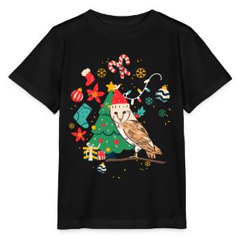 Hibou de Noël laid - T-shirt bio MINI CREATOR Stanley/Stella Enfant - noir - Devant - Mikhail (115cm)