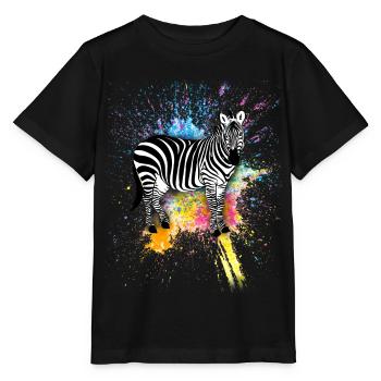 Zebra Africa Horse Hipster Gift Animal Stripe - Stanley/Stella MINI CREATOR Kids’ T-Shirt - black - Front - Mikhail (115cm)