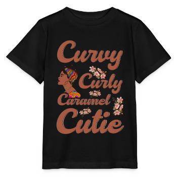 Kurvige Gelockte Karamel Süße Feministisch - Stanley/Stella Kinder T-Shirt MINI CREATOR  - Schwarz - Vorne - Mikhail (115cm)