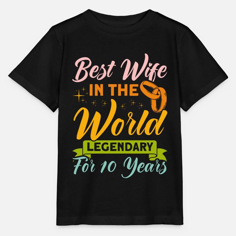 10ème anniversaire de mariage Couple Design 10 ans de mariage - T-shirt bio MINI CREATOR Stanley/Stella Enfant - noir