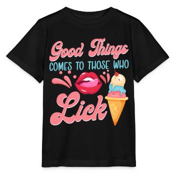 Crème glacée Cône Bouche Langue Bonne - T-shirt bio MINI CREATOR Stanley/Stella Enfant - noir - Devant - Mikhail (115cm)