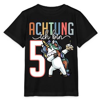 5. Geburtstag Mädchen 5 Jahre Einhorn - Stanley/Stella Kinder T-Shirt MINI CREATOR  - Schwarz - Vorne - Mikhail (115cm)