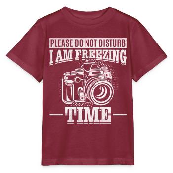 Bitte nicht stören Ich friere Zeitkamera-Fotograf - Stanley/Stella Kinder T-Shirt MINI CREATOR  - Burgunderrot - Vorne - Kain (125cm)