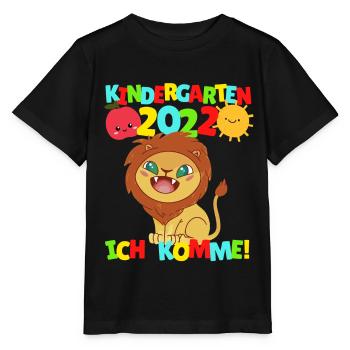 Kindergarten ich komme Löwe Kindergartenkind 2022 - Stanley/Stella Kinder T-Shirt MINI CREATOR  - Schwarz - Vorne - Mikhail (115cm)