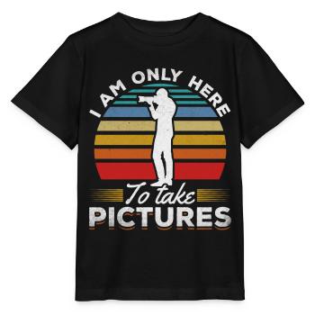 Photographie Je ne suis là que pour prendre des photos - T-shirt bio MINI CREATOR Stanley/Stella Enfant - noir - Devant - Mikhail (115cm)