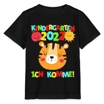 Kindergarten ich komme Tiger Kindergartenkind 2022 - Stanley/Stella Kinder T-Shirt MINI CREATOR  - Schwarz - Vorne - Mikhail (115cm)