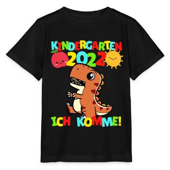 Kindergarten ich komme T-Rex Kindergartenkind 2022 - Stanley/Stella Kinder T-Shirt MINI CREATOR  - Schwarz - Vorne - Mikhail (115cm)