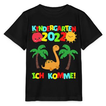 Kindergarten ich komme Dino Kindergartenkind 2022 - Stanley/Stella Kinder T-Shirt MINI CREATOR  - Schwarz - Vorne - Mikhail (115cm)