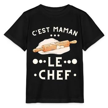 C'est maman le chef - rouleau à pâtisseries - T-shirt bio MINI CREATOR Stanley/Stella Enfant - noir - Devant - Mikhail (115cm)