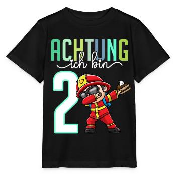 2. Geburtstag Mädchen 2 Jahre Feuerwehr - Stanley/Stella Kinder T-Shirt MINI CREATOR  - Schwarz - Vorne - Mikhail (115cm)