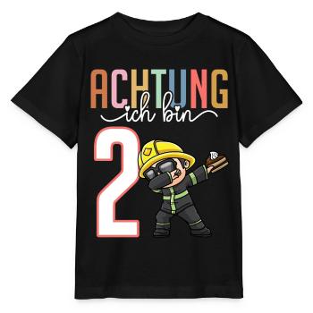 2. Geburtstag Mädchen 2 Jahre Feuerwehr - Stanley/Stella Kinder T-Shirt MINI CREATOR  - Schwarz - Vorne - Mikhail (115cm)