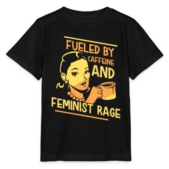 Angetrieben Von Koffein Und Feministischer Wut - Stanley/Stella Kinder T-Shirt MINI CREATOR  - Schwarz - Vorne - Mikhail (115cm)