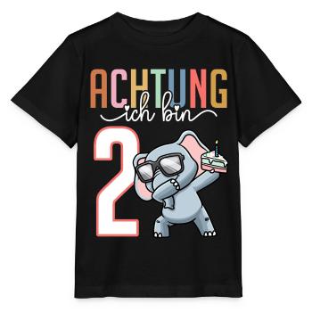 2. Geburtstag Mädchen 2 Jahre Elefant - Stanley/Stella Kinder T-Shirt MINI CREATOR  - Schwarz - Vorne - Mikhail (115cm)