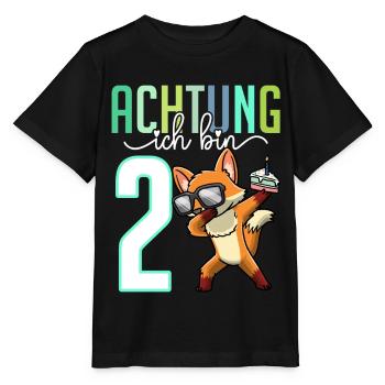 2. Geburtstag Mädchen 2 Jahre Fuchs - Stanley/Stella Kinder T-Shirt MINI CREATOR  - Schwarz - Vorne - Mikhail (115cm)