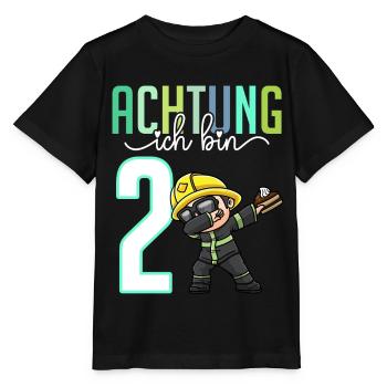 2. Geburtstag Mädchen 2 Jahre Feuerwehr - Stanley/Stella Kinder T-Shirt MINI CREATOR  - Schwarz - Vorne - Mikhail (115cm)