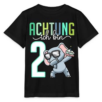 2. Geburtstag Mädchen 2 Jahre Elefant - Stanley/Stella Kinder T-Shirt MINI CREATOR  - Schwarz - Vorne - Mikhail (115cm)
