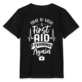 Time to attend a first aid course again - Stanley/Stella MINI CREATOR Kids’ T-Shirt - black - Front - Mikhail (115cm)