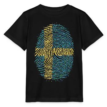 Sweden Swedish Swedish Fingerprint Flag - Stanley/Stella MINI CREATOR Kids’ T-Shirt - black - Front - Mikhail (115cm)