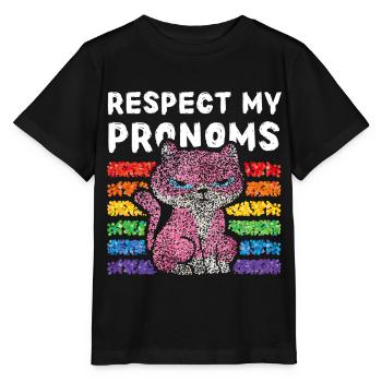 Respectez mes pronoms Kitten Gay Transgender Pride - T-shirt bio MINI CREATOR Stanley/Stella Enfant - noir - Devant - Mikhail (115cm)