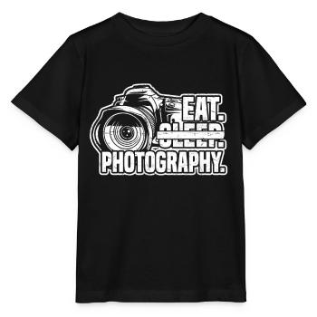 Photo Photo Camera Photographer Eating Sleep - Stanley/Stella MINI CREATOR Kids’ T-Shirt - black - Front - Mikhail (115cm)