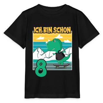 Dino Motif d’anniversaire 8 ans Idée cadeau garçon - T-shirt bio MINI CREATOR Stanley/Stella Enfant - noir - Devant - Mikhail (115cm)
