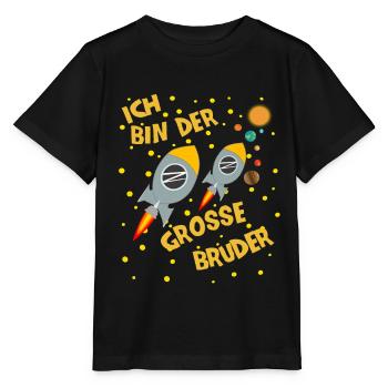 Ich Bin Der Grosse Bruder Geschwister Rakete - Stanley/Stella Kinder T-Shirt MINI CREATOR  - Schwarz - Vorne - Mikhail (115cm)