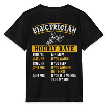 Stundensatz für Elektroingenieur Elektriker - - Stanley/Stella Kinder T-Shirt MINI CREATOR  - Schwarz - Vorne - Mikhail (115cm)