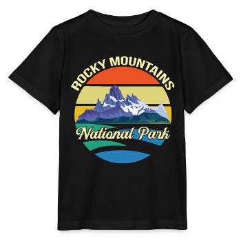 National Park Souvenir Rocky Mountains Hiking Camp - Stanley/Stella MINI CREATOR Kids’ T-Shirt - black - Front - Mikhail (115cm)