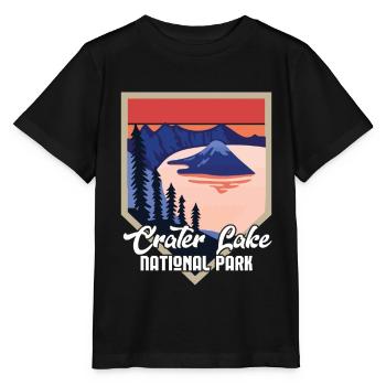 Crater Lake Volcano Lake Mountains Hiking - Stanley/Stella MINI CREATOR Kids’ T-Shirt - black - Front - Mikhail (115cm)