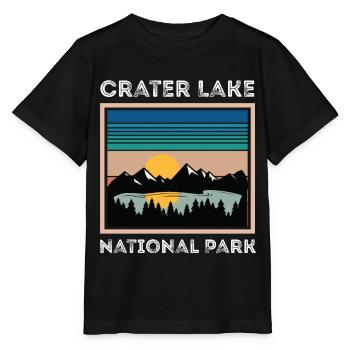 Crater Lake Camping Volcano Lake Hiking - Stanley/Stella MINI CREATOR Kids’ T-Shirt - black - Front - Mikhail (115cm)