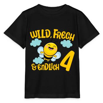 Motif d’anniversaire d’abeille enfin 4 ans fille - T-shirt bio MINI CREATOR Stanley/Stella Enfant - noir - Devant - Mikhail (115cm)