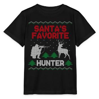 Chasseur de cerfs de Buck Noël - T-shirt bio MINI CREATOR Stanley/Stella Enfant - noir - Devant - Mikhail (115cm)