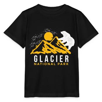 Glacier National Park Montana Wilderness Souvenir Bear - Stanley/Stella MINI CREATOR Kids’ T-Shirt - black - Front - Mikhail (115cm)
