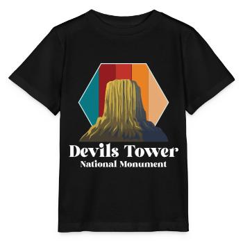 Wyoming Retro Devils Tower National Monument Souveni - Stanley/Stella MINI CREATOR Kids’ T-Shirt - black - Front - Mikhail (115cm)